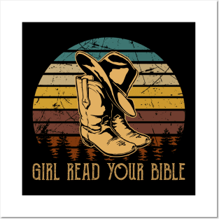 Girl Read Your Bible Cowboy Boots Posters and Art